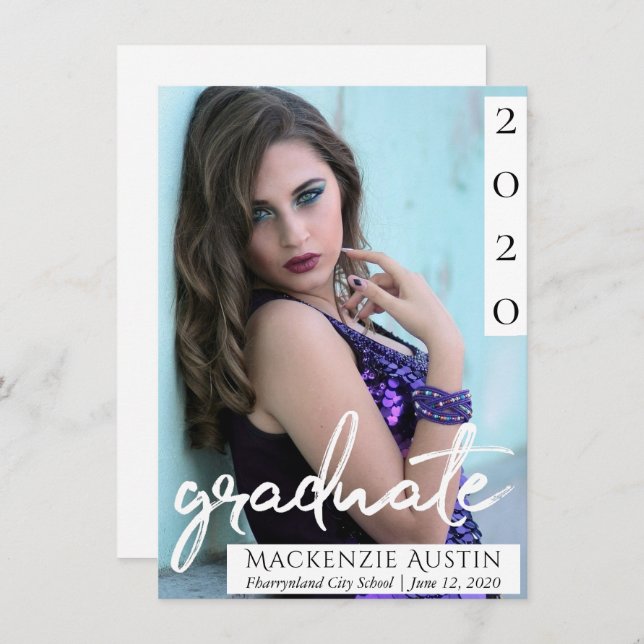 Student Photo | Chic Skriptren är enkla Meddelande (Fram/baksida)