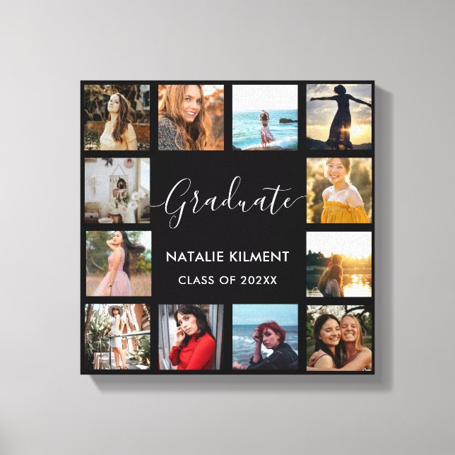 Student Photo Collage Black and White Studenten Canvastryck (Framsida)