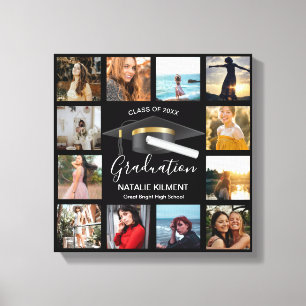 Student Photo Collage Black och Guld Studenten Canvastryck