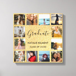 Student Photo Collage Black och Guld Studenten Canvastryck