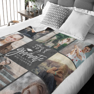 Student Photo Collage Fleece Blanket Mörk Grått