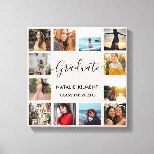 Student Photo Collage Rosa och svart Studenten Canvastryck