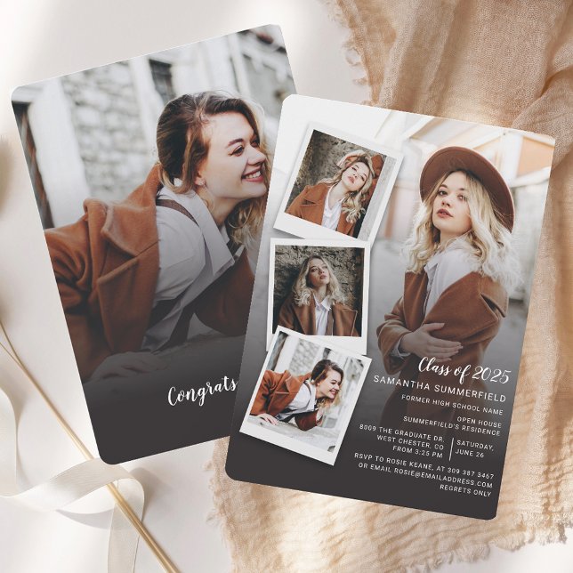 Student Photo Collage Studenten 2025 Party Inbjudningar (Graduate Photo Collage Graduation 2025 Party Invitation)