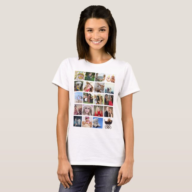 Student PHOTO Collage Tshirt 20bilder Namn på baks T-shirt (Hel framsida)