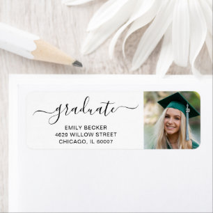 Student Photo Elegant Studenten Returadress Etikett