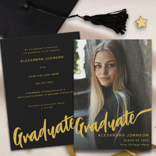 Student Photo Guld-skript, minimalistiskt, svart Meddelande