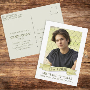 Student Photo Modern Simple Trendig Guld-banderoll Vykort
