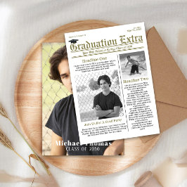 Student Photo Modern Simple Trendig Newspaper Inbjudningar