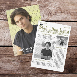 Student Photo Modern Simple Trendig Newspaper Inbjudningar
