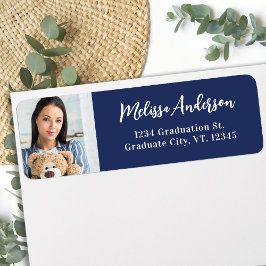 Student Photo Navy Blue Studenten Returadress Returadress Etikett