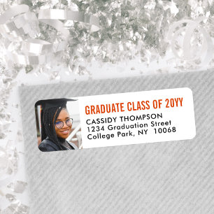 Student Photo Orange Black & White-Returadress Returadress Etikett