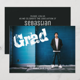Student Photo Personlig Graffiti Mörk Grått Inbjudningar