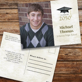 Student Photo Simple Minimalist Mortar Board Vykort