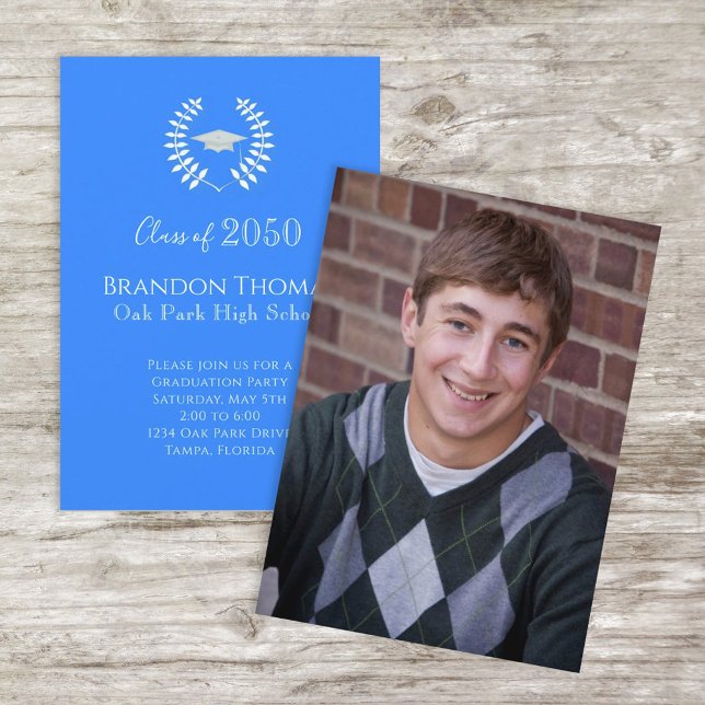 Student Photo Snyggt Classic Laureate Blue Inbjudningar (Skapare uppladdad)