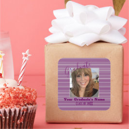 Student Photo Stickers Raspberry Lila - HAMbyWG Fyrkantigt Klistermärke