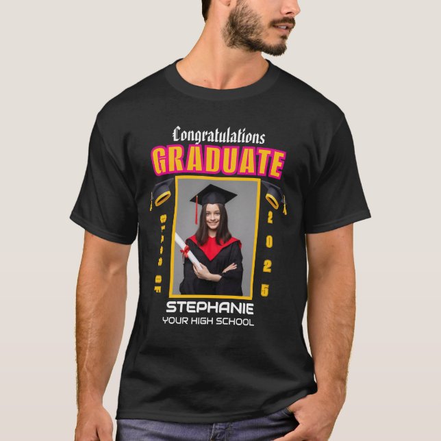 Student Photo Studenten Grattis Anpassningsbar T Shirt (Framsida)