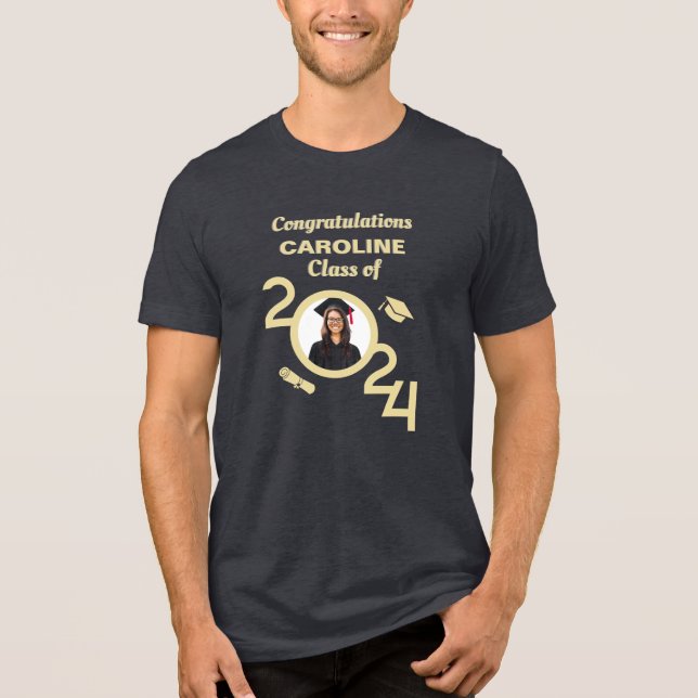 Student Photo Studenten klass År 2024 Anpassningsb T Shirt (Framsida)