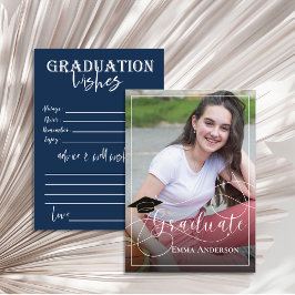 Student Photo White och Blue 2025 Studenten Rådkort