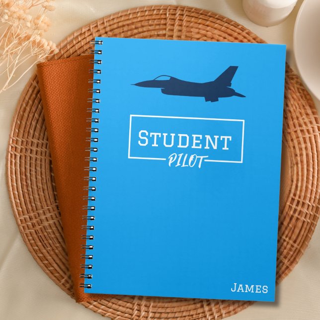 Student Pilot F-16 Falcon Airplan Blue Anpassnings Anteckningsbok (Skapare uppladdad)