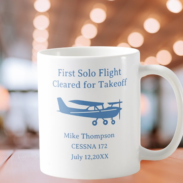 Student Pilot Första Ensamflygning Aviation Blå Pe Kaffemugg (Skapare uppladdad)