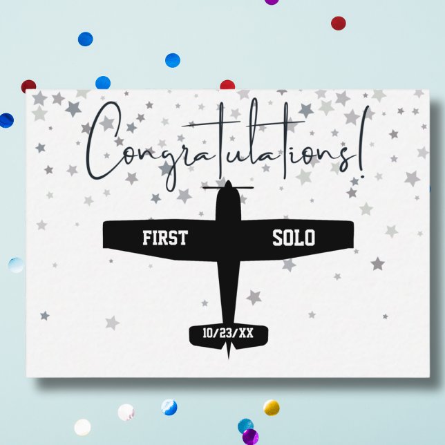 Student Pilot Första Ensamflygning Grattis Anteckningskort (Skapare uppladdad)