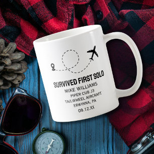 Student Pilot Första Solo-flygplanet Lusj Anpassni Kaffemugg