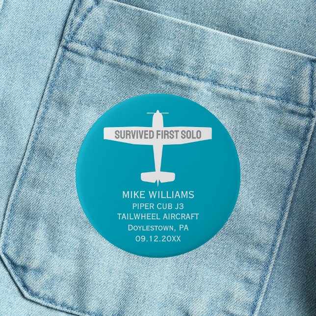 Student Pilot Första Solo-flygplanet Lusj Anpassni Knapp (Skapare uppladdad)