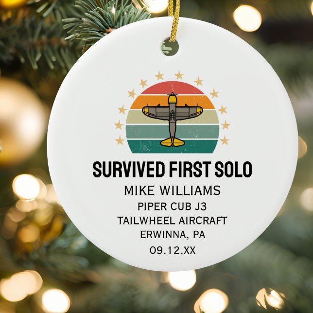 Student Pilot Första Solo-flygplanets Personlig Julgransprydnad Keramik (Skapare uppladdad)