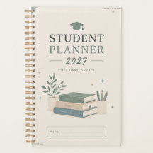 Student Planner 2027 Omslag - Sälja Grön Estetik