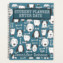 Student Planner med färglöst tecknad hund