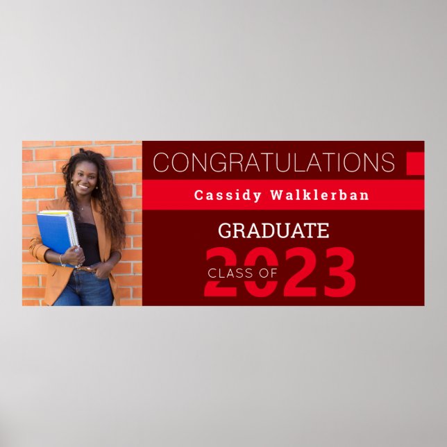 Student Red Burgundy Photo Studenten Poster (Framsidan)