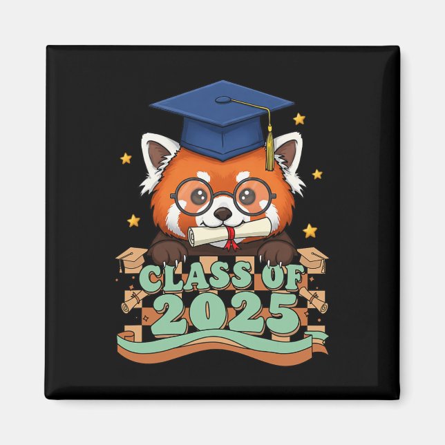 Student Red Panda Cl of 2025 Kids Manar Womens Gra Magnet (Framsidan)