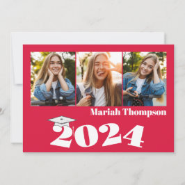 Student Red Photo Collage Simple Typography Inbjudningar