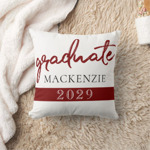 Student Red Script Mörk Crimson Grad Keepsaké Kudde