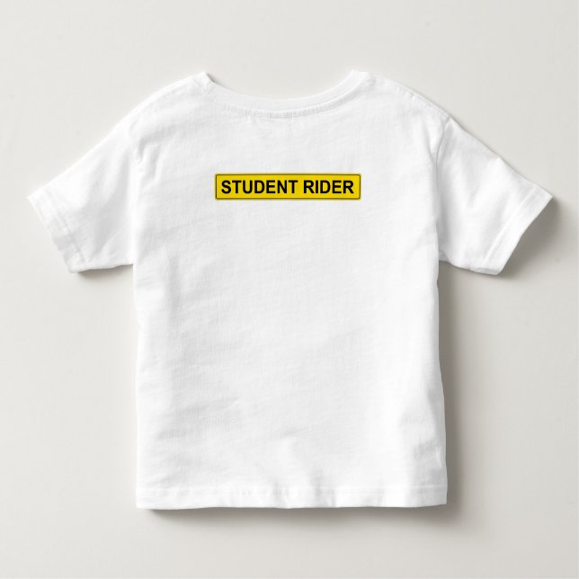 "Student Rider" Varningsskylt Funny Equestrian T Shirt (Baksida)