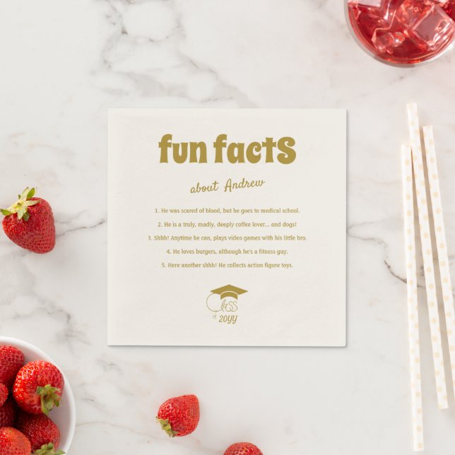 Student Roligt Facts Class of Chic Guld Script Pappersservett (Insitu)