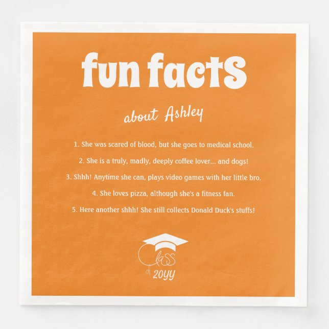 Student Roligt Facts Class of Chic White Script Pappersservett (Framsida)
