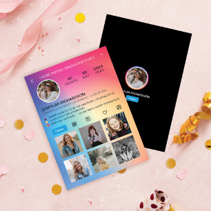 Student Roligt Instagram Social Media Grad Party Inbjudningar