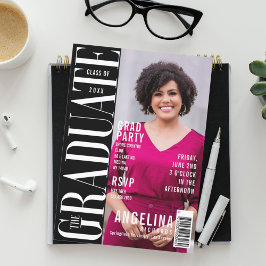 Student Roligt Trendig Magazine Cover Grad Party Inbjudningar