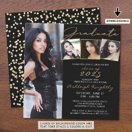 Student Script 4 Photo Black Guld Confetti