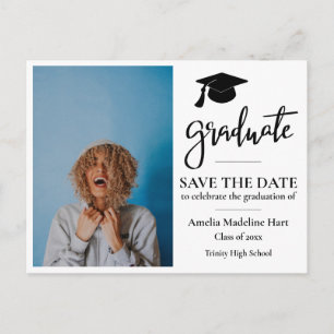 Student Script Grad Hat Spara datumfoto Vykort