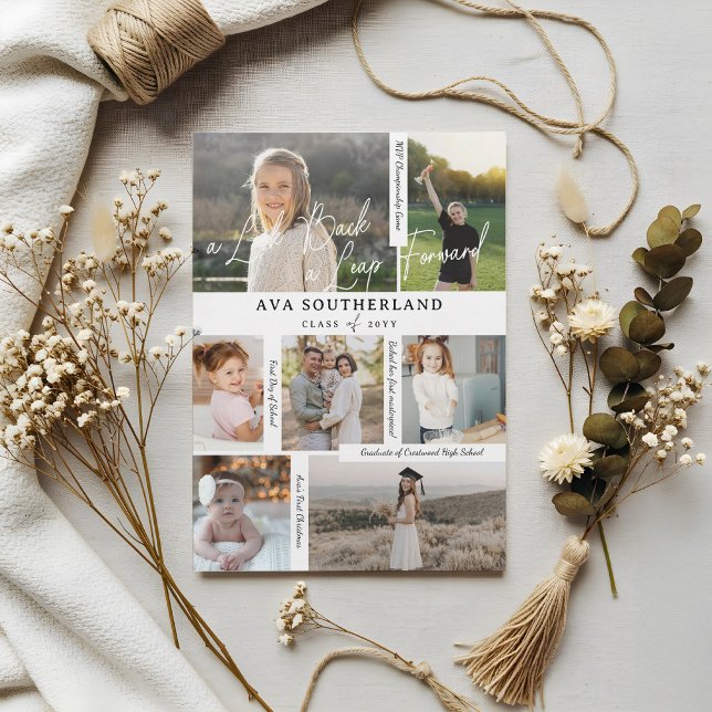 Student, sedan och nu fotokollage och högdagrar meddelande (Graduate Then & Now Photo Collage & Highlights Announcement)