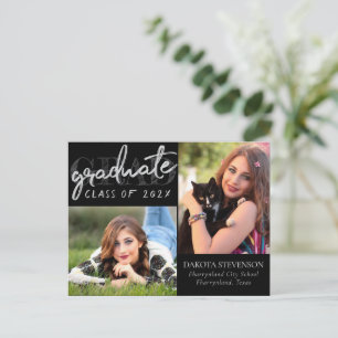 Student Silver skript Grad Photo Tack Vykort