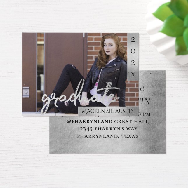 Student Silver skript | Penselfotomeddelande Visitkort (Skivbord)