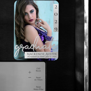 Student Silver skript Push Grad Photo Keepsaké Magnet