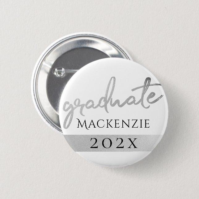 Student Silver skript | Trendig Faux Metallic Knapp (Framsida & baksida)