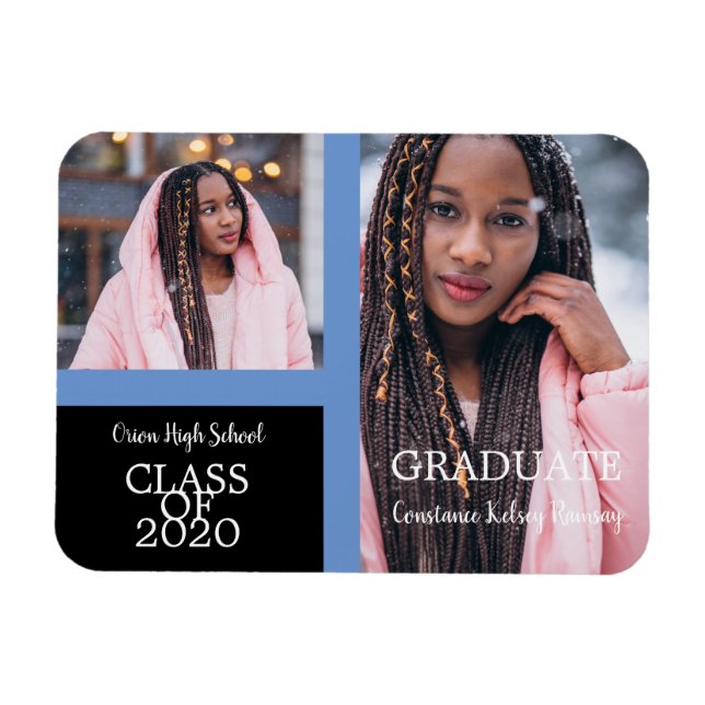 Student Simple Two Photos Studenten i Blue Magnet (Horisontell)