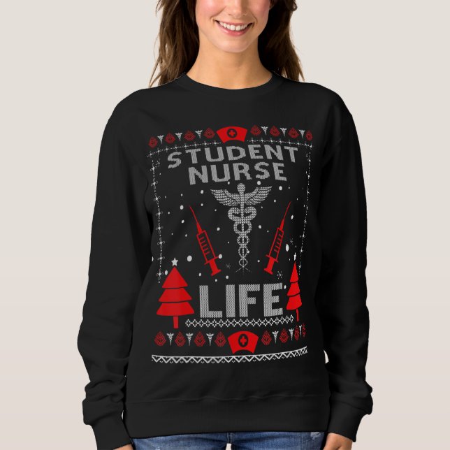 Student Sjuksköterska Liv Fula Jultröjor Matchande T Shirt (Framsida)