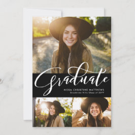 Student skript tre fotolsvart studenten inbjudningar