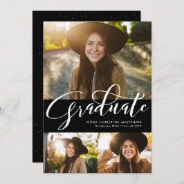 Student skript tre fotolsvart studenten inbjudningar